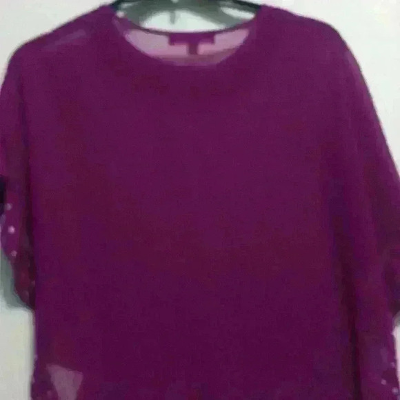 Womens Ellen Tracy M Purple Sheer y2k rhinestone tunic blouse witchy Whimsygoth - Picture 4 of 7